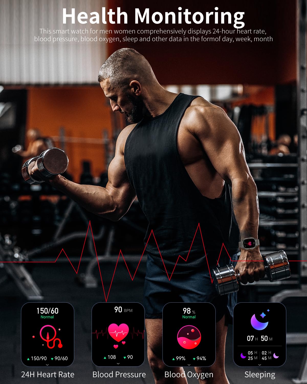 Military Smart Watch for Men - 1.96