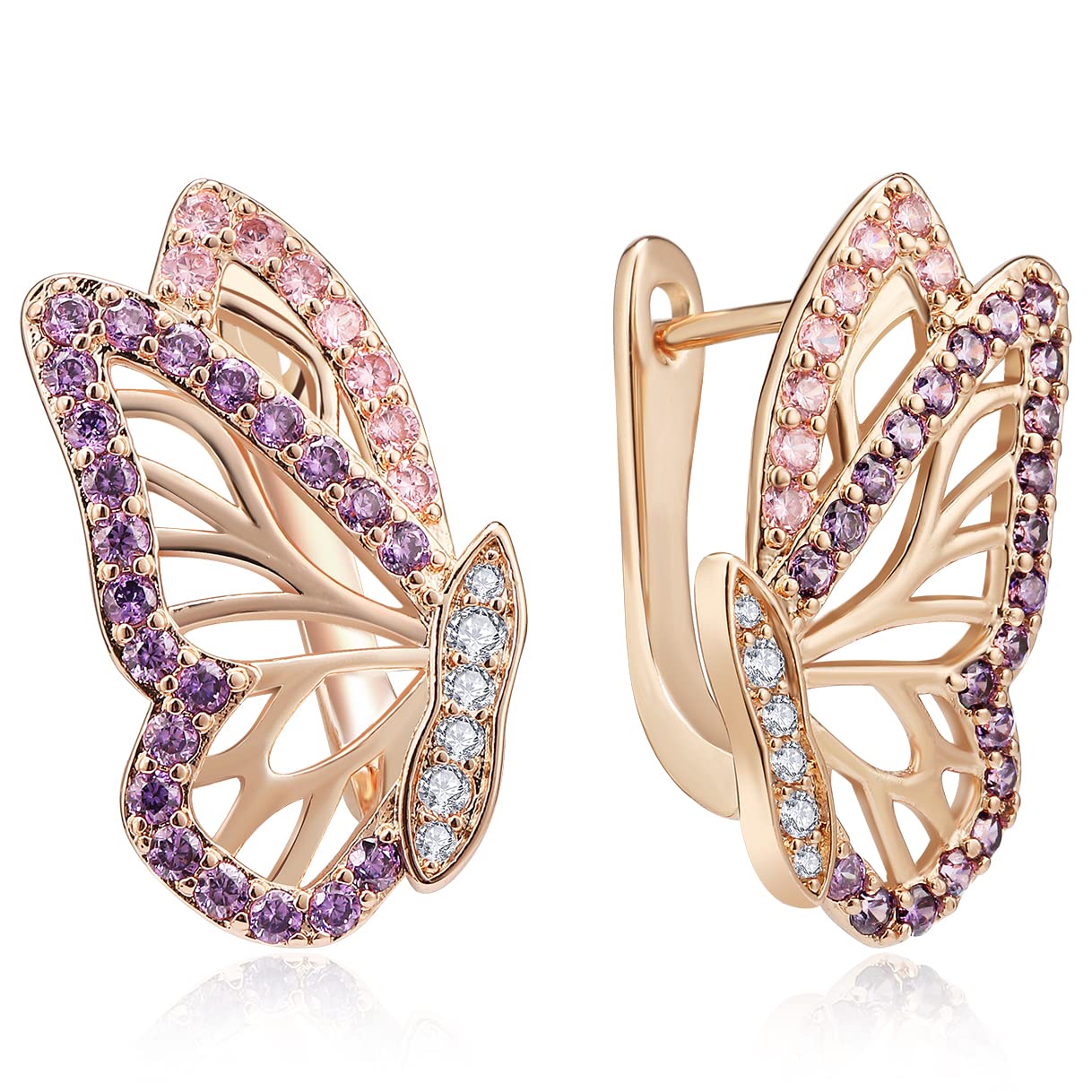 Richapex Gold Butterfly Hoop Earrings for Women - Dainty Huggie Hoop Earrings with Cubic Zirconia, Hypoallergenic Trendy Studs - Perfect for Everyday Wear, Date Night & Special Occasions