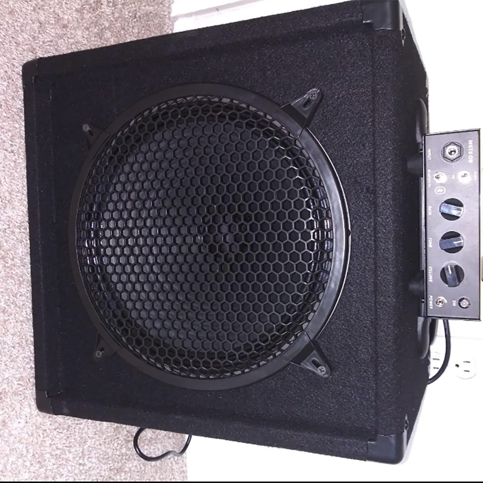 FDXGYH 2 Pack 10 Inch Speaker Grill Cover - Waffle Style Subwoofer Grill Guard with Mounting Screws for Home Theater & Car Audio Systems - Durable Black Metal Mesh Protection for Woofers & Speakers