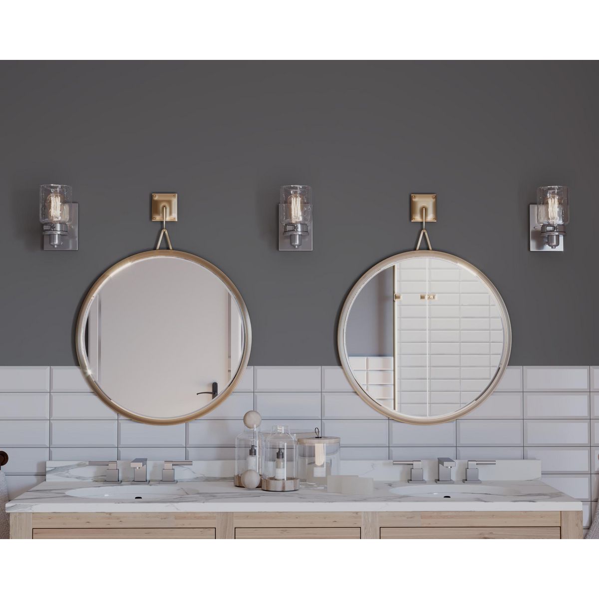 Calhoun Collection Clear Glass Bathroom Vanity Light - Modern One Light Fixture for Bathroom Mirror, Sink & Makeup Area