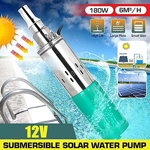 12V DC 45m Deep Well Submersible Pump - 180W High Power Solar Water Pump for Garden, Home & Agricultural Irrigation | Durable & Efficient Circulating Pump for Solar Systems, Ponds, and Livestock Watering