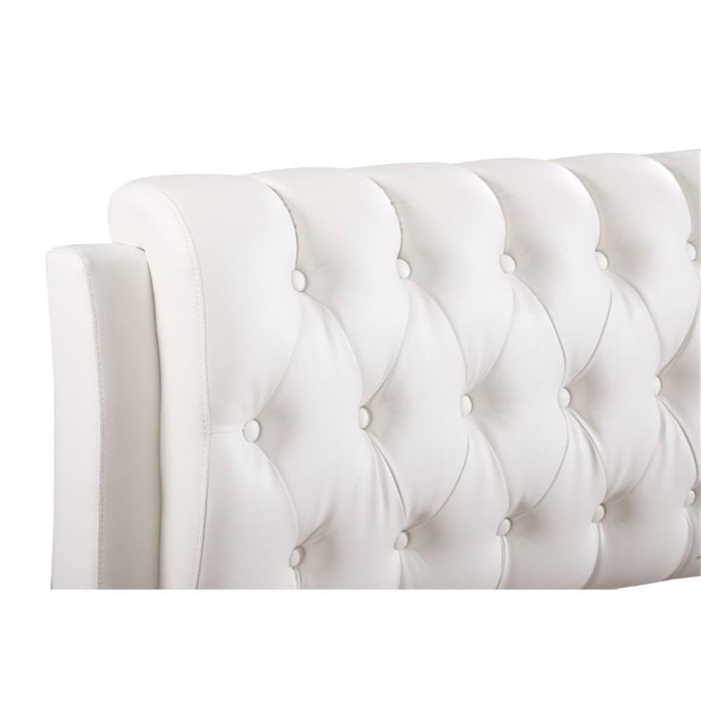 Glory Furniture Marilla White Faux Leather Upholstered Full Size Bed Frame - Modern Bedroom Furniture for Master & Guest Rooms