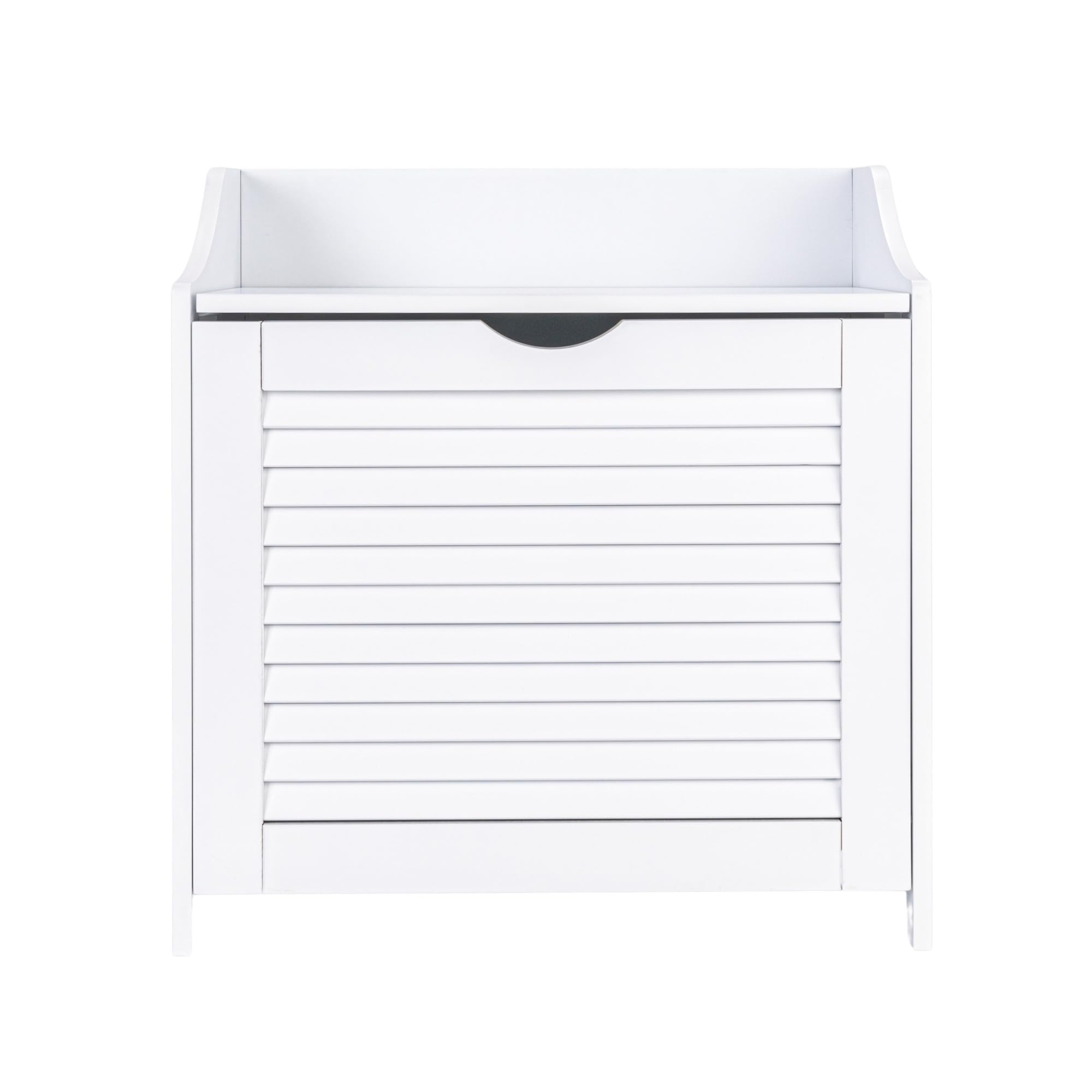Household Essentials Single Load Hamper Cabinet Seat with Storage - White | Space-Saving Laundry Organizer for Bedroom, Bathroom & Closet