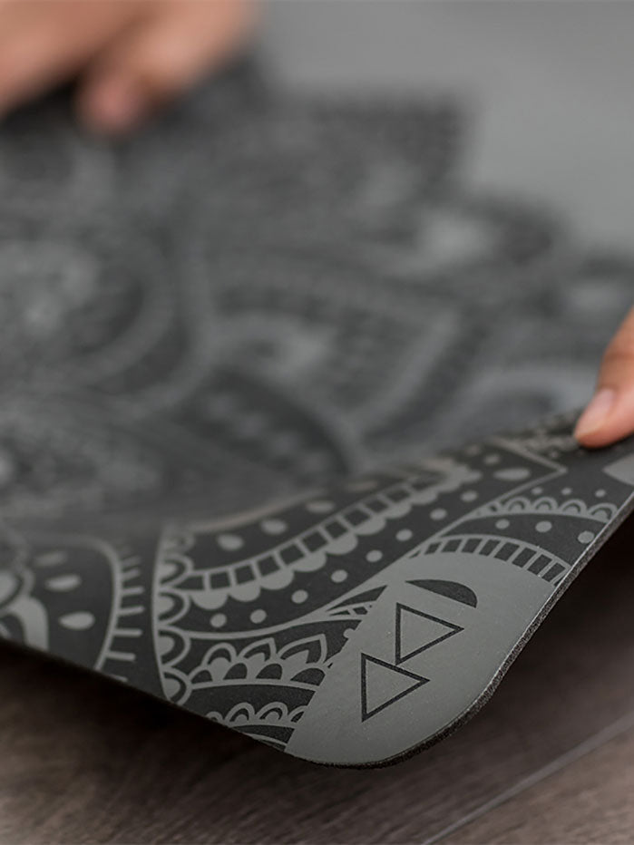 Yoga Design Lab Infinity Mat 5mm Non-Slip Eco-Friendly Yoga Mat with Mandala Charcoal Print - Perfect for Home, Studio & Travel Yoga Practice
