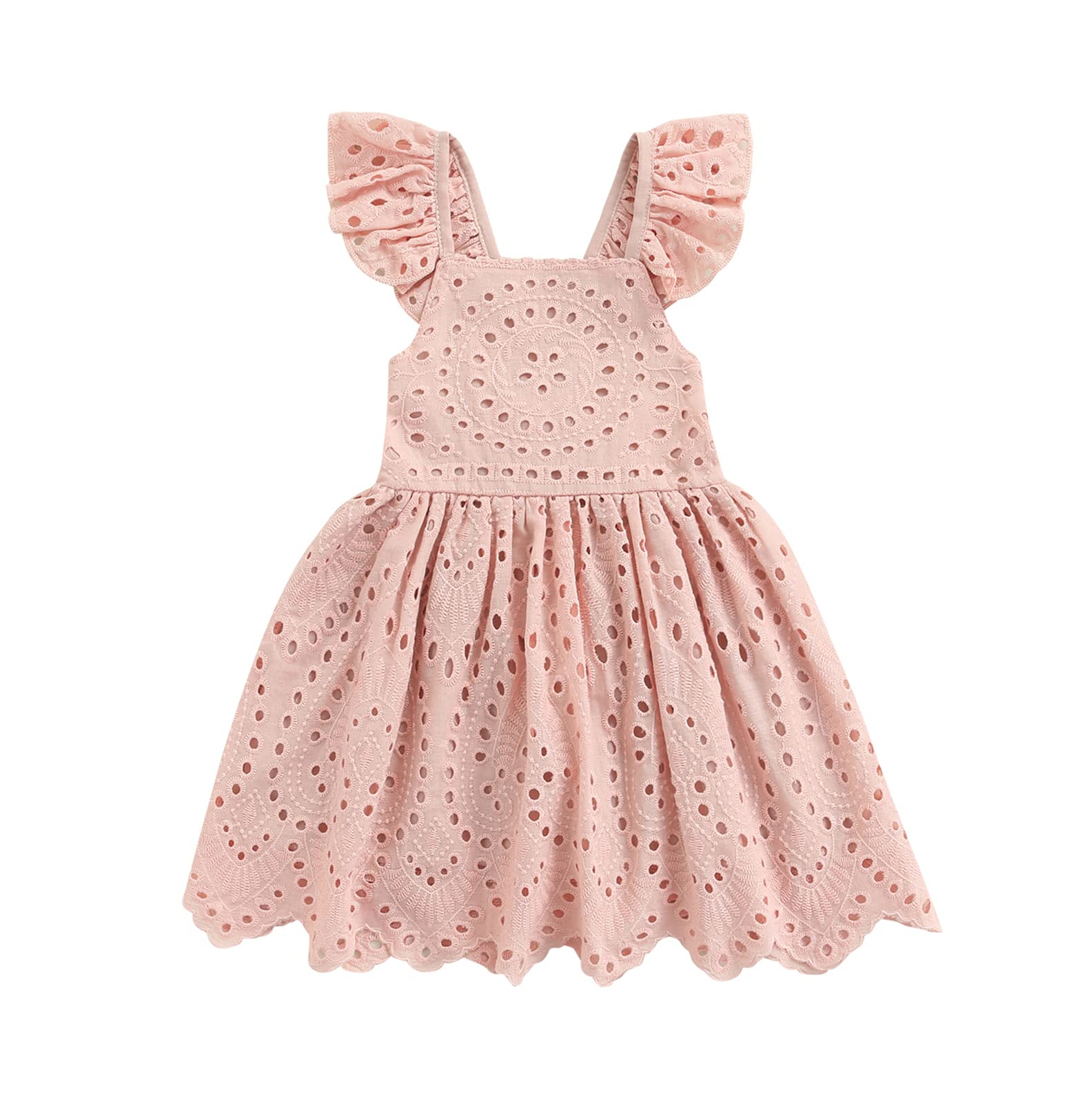 Boho Linen Lace Baby Girl Dress - Toddler Summer Sundress Outfit for Girls | Perfect for Beach, Party & Outdoor Play