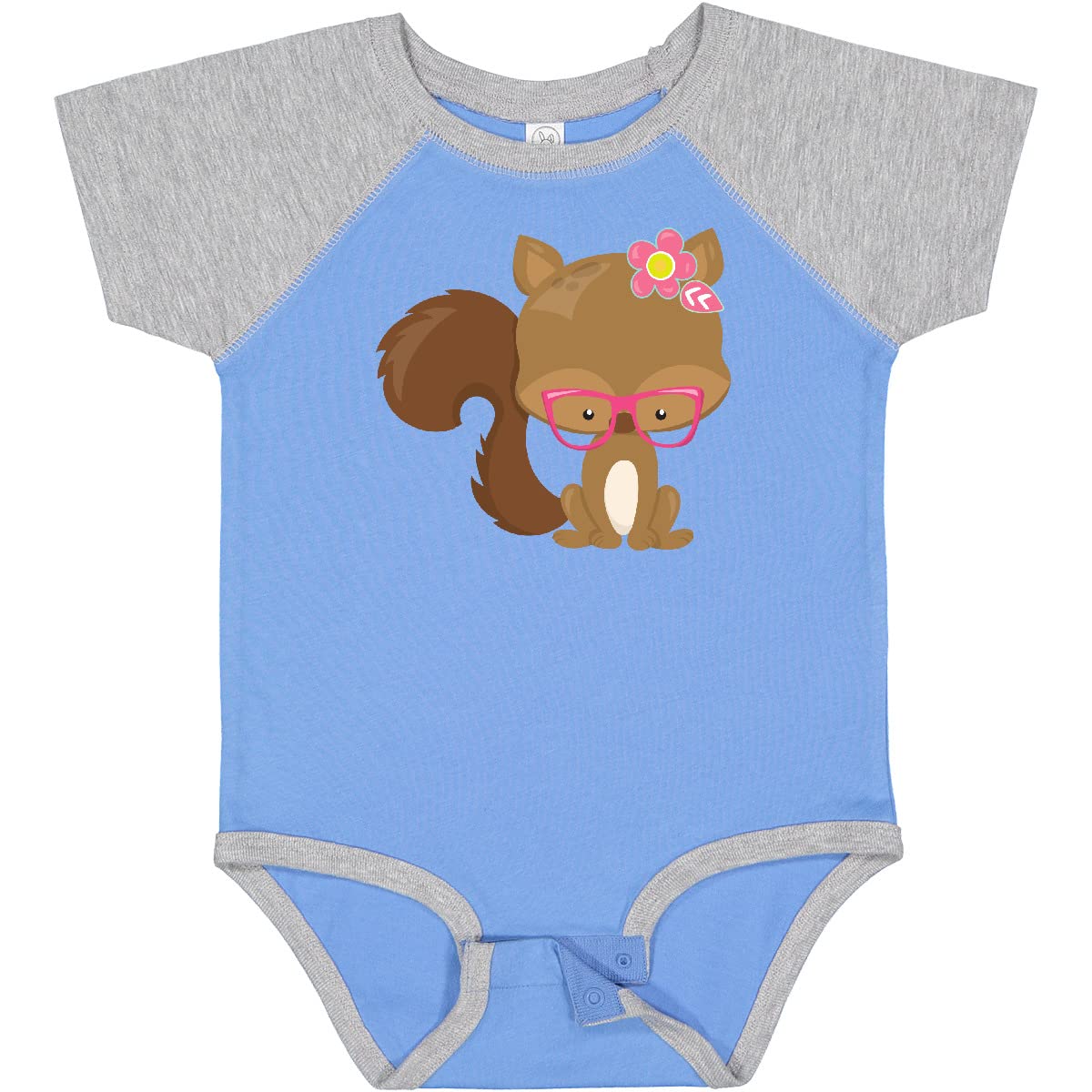 Inktastic Hipster Squirrel with Glasses & Flowers Design - Cute Baby Bodysuit for Boys & Girls | Perfect for Playdates, Photo Shoots & Everyday Wear