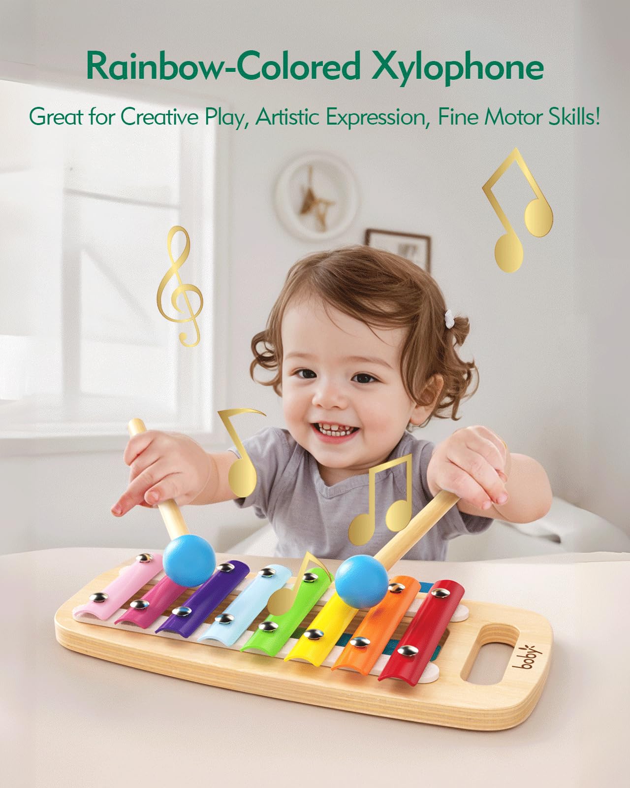 Montessori Hammering Toy for Toddlers 1-3 Years - 4-in-1 Pound & Tap Bench with Xylophone for Early Learning & Sensory Play