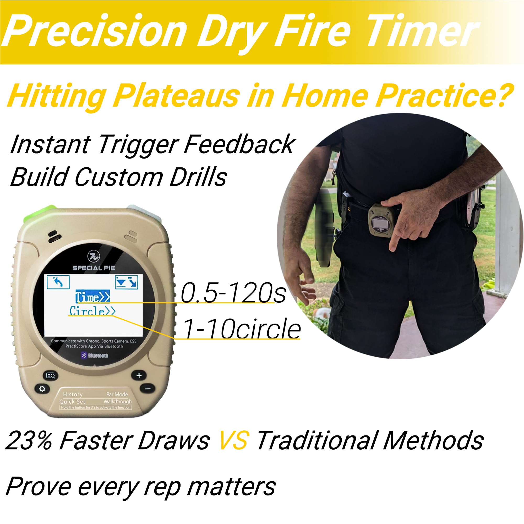 Competition Shot Timer for IPSC, USPSA, APSC & IDPA - Special PIE Firearm Training Accessories - Perfect for Shooting Practice, Range Training & Tactical Drills