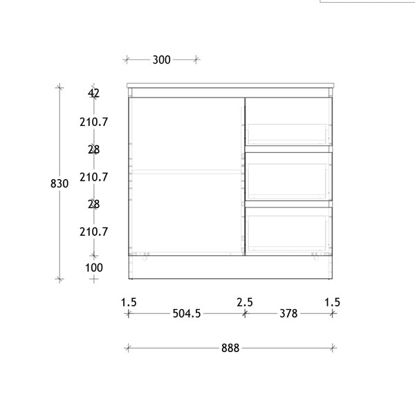 ADP Glacier Quartz Ensuite Trio Vanity Set - Modern Bathroom Vanity with Sink, Mirror & Storage - Perfect for Small Bathrooms & Master Suites