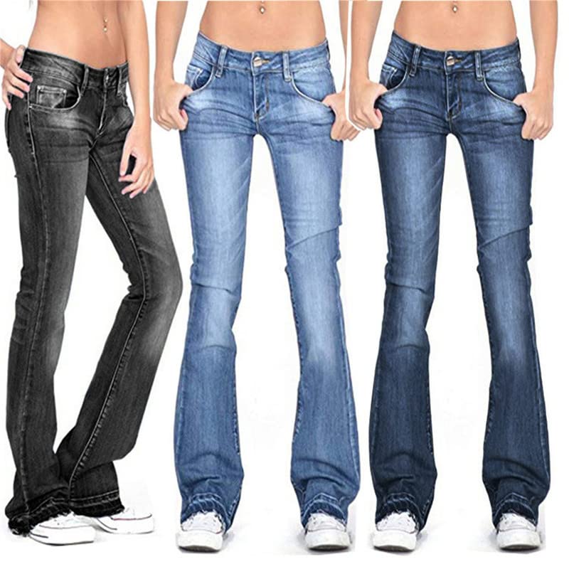 Andongnywell Women's High Rise Stretch Denim Jeans - Slimming Wide Leg Flare Bell Bottoms for Casual & Office Wear | Comfortable Fashion Pants for Everyday Outfits