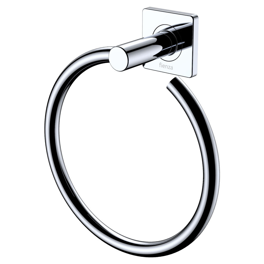 Fienza Sansa Chrome Hand Towel Ring 83202 - Modern Bathroom Accessory for Kitchen & Bath Decor, Perfect for Towel Organization