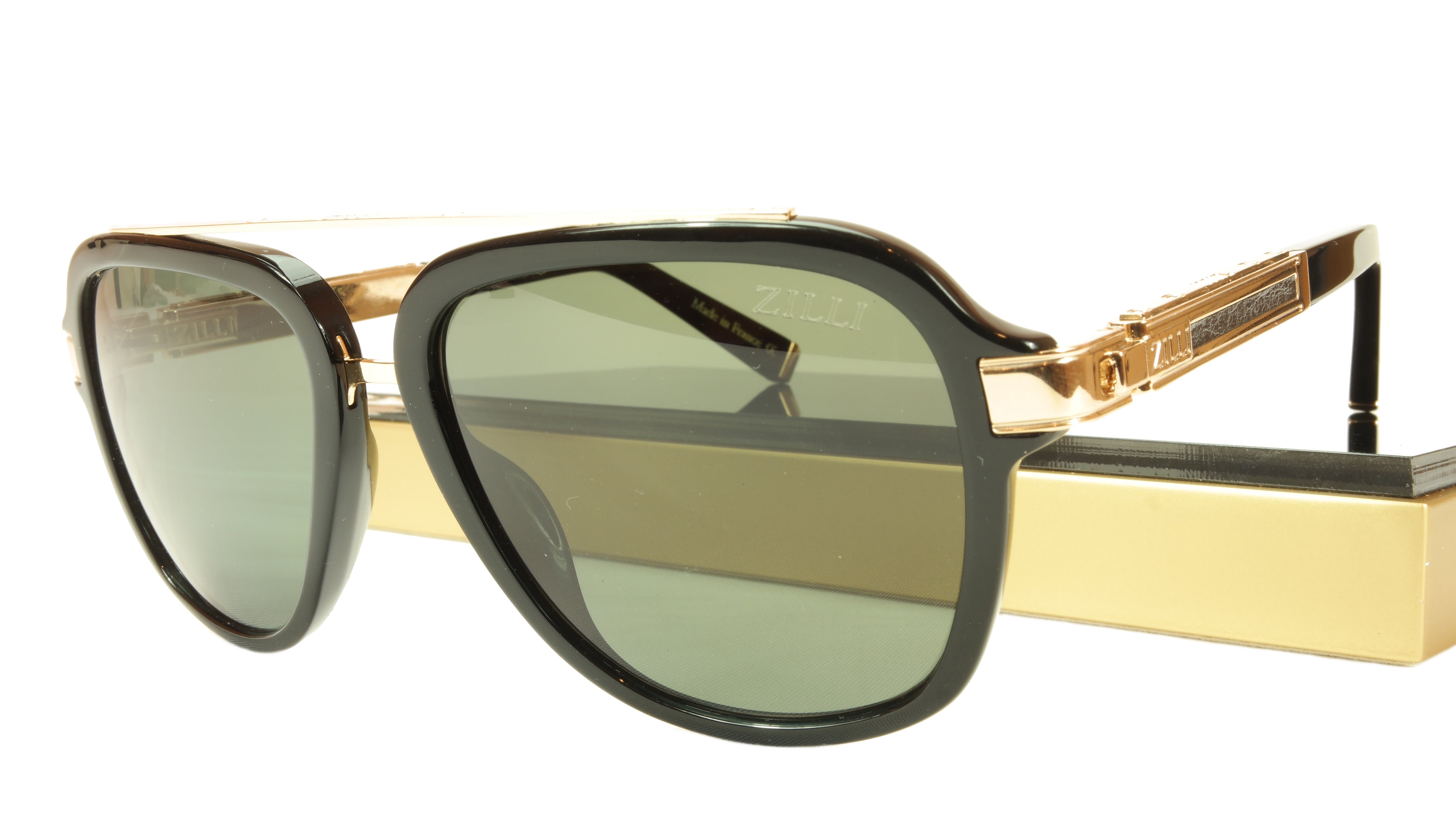 ZILLI Aviator Sunglasses with Leather Accents - Polarized UV Protection for Men & Women - Perfect for Driving, Travel, and Outdoor Activities