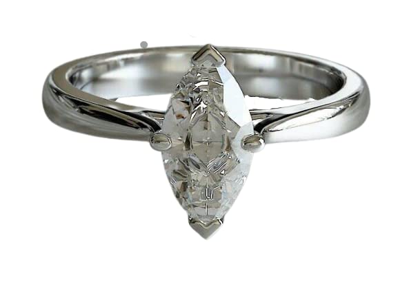 1.2ct Marquise Cut Cubic Zirconia Engagement Ring for Women - Solitaire White Gold Plated CZ Wedding Band - Perfect for Proposals, Anniversaries & Special Occasions