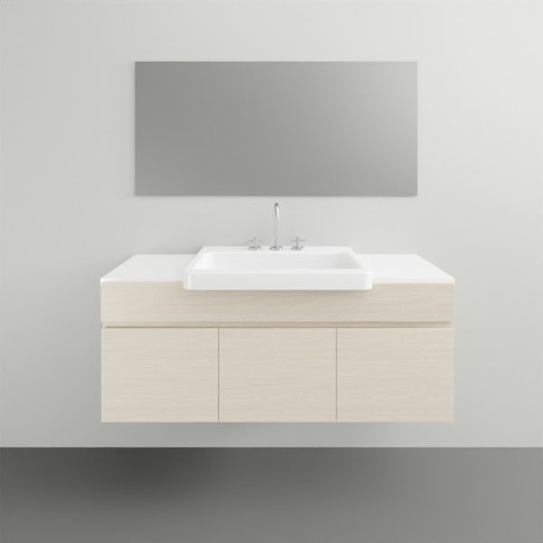 ADP Glacier Lite Semi-Recessed Vanity with Solid Surface Top - Slim Modern Bathroom Sink Cabinet for Small Spaces, Perfect for Powder Rooms & Guest Baths