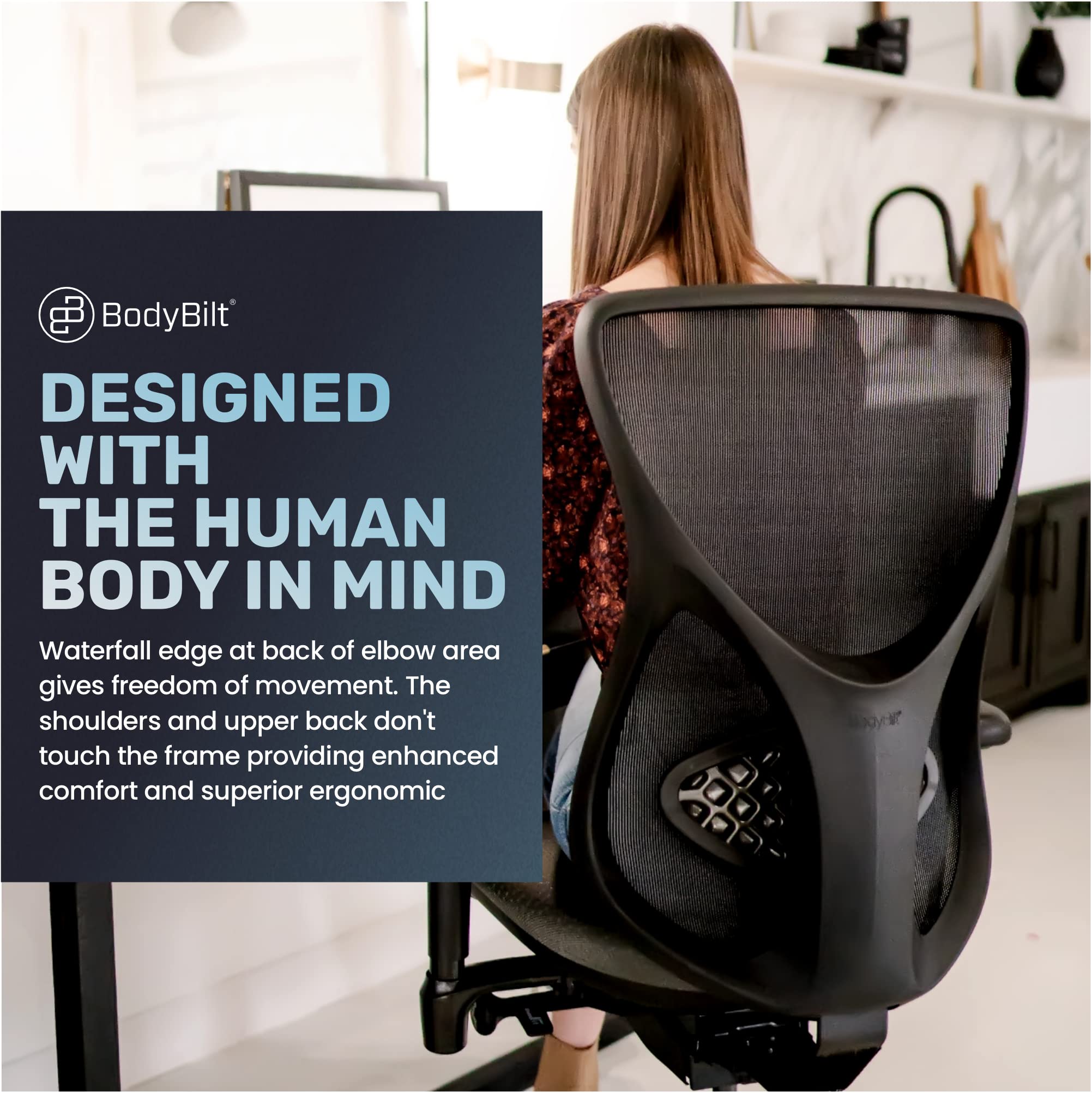 Midcelli Mesh Back Office Chair - Ergonomic Desk Chair with Breathable Mesh for Home & Office Workspace