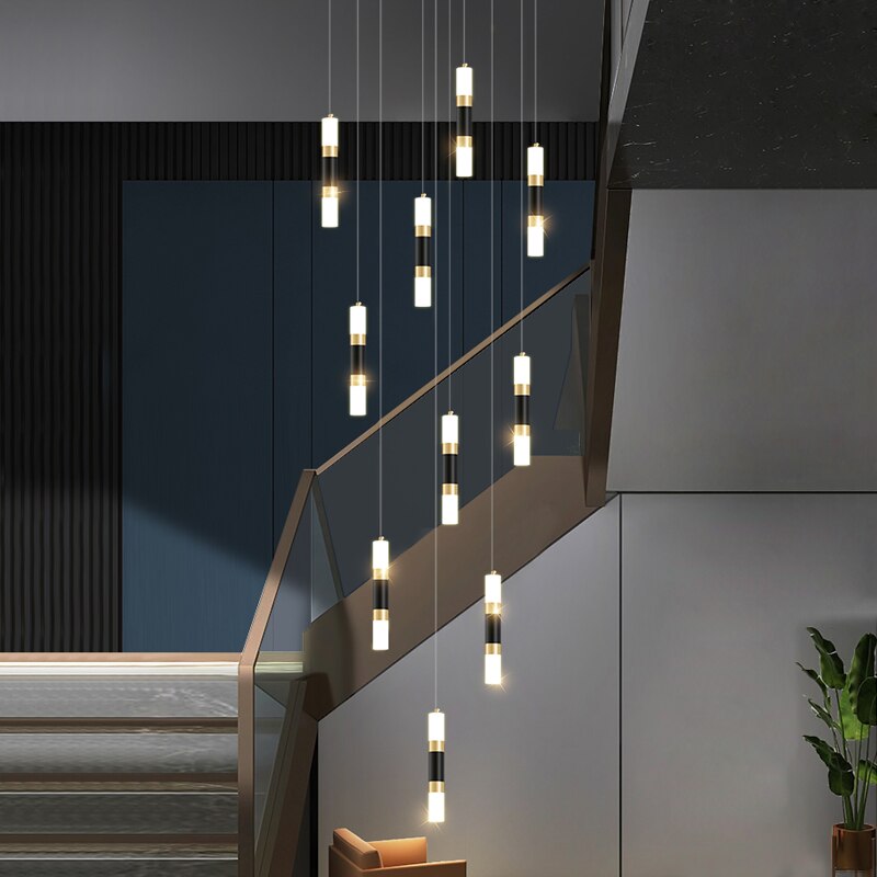 Elegant Acrylic Staircase Chandelier - Modern Crystal-Like Lighting Fixture for Hallway, Foyer & Stairwell Decor