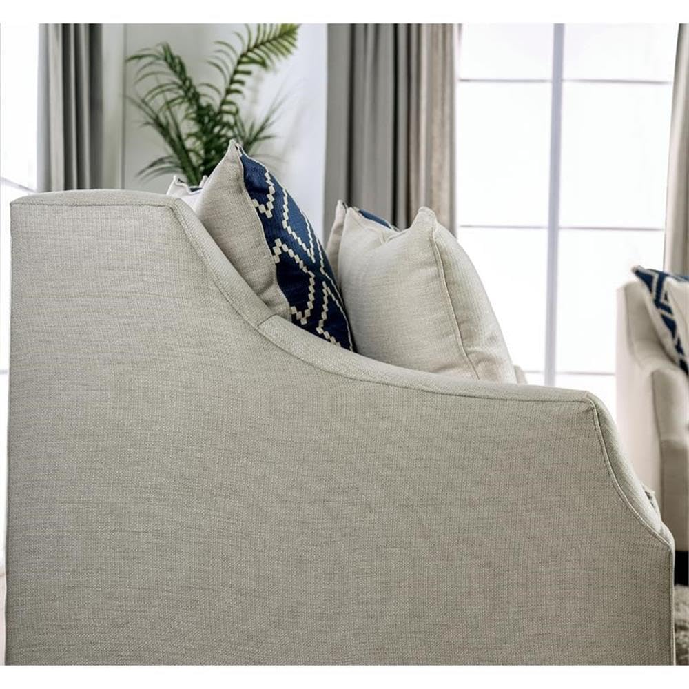Furniture of America Hollie Fabric Upholstered Loveseat in Ivory - Comfortable Small Sofa for Living Room, Apartment & Office - Perfect for Cozy Seating and Home Decor