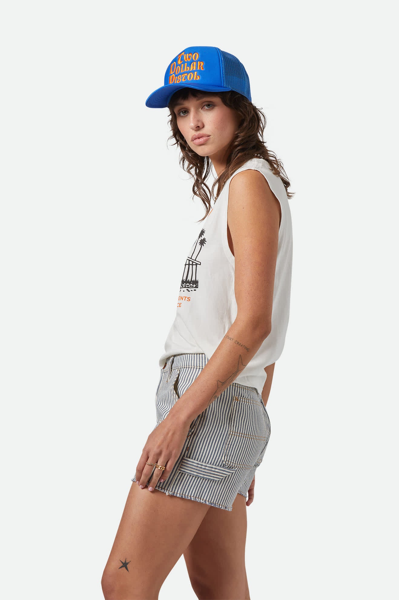 Brixton Motel Muscle Tank Top for Women - Soft Vintage Style Off White Sleeveless Shirt - Perfect for Summer, Casual Wear, and Music Festivals