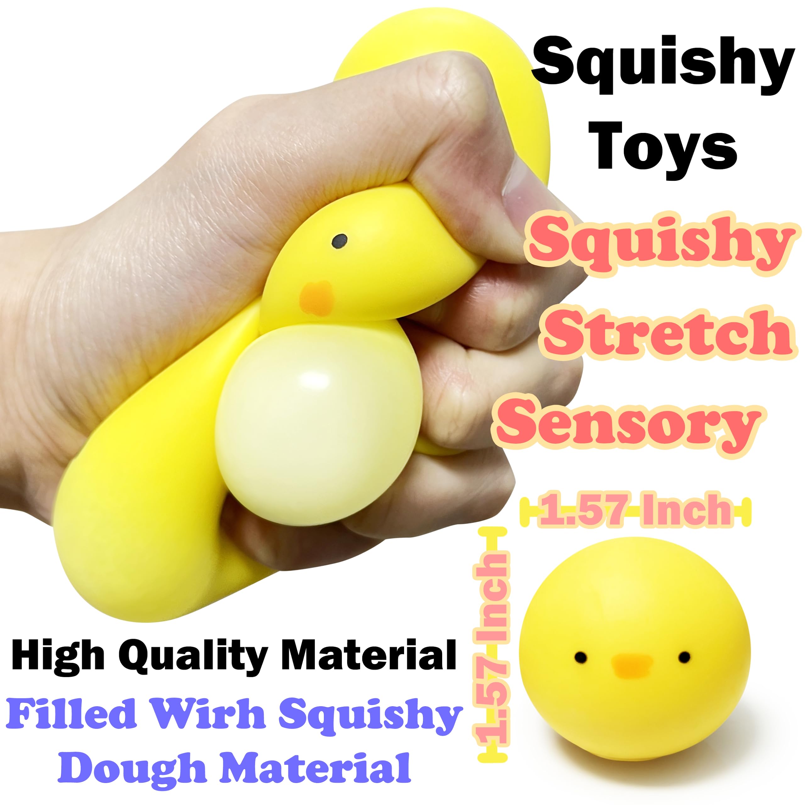 ZTATU Mini Chick Dumpling Squishy Fidget Toys (3 Pack) - Stress Relief Balls for Kids & Adults, Cute Easter Basket Stuffers, Party Favors - Perfect for Anxiety Relief, Classroom Rewards & Sensory Play