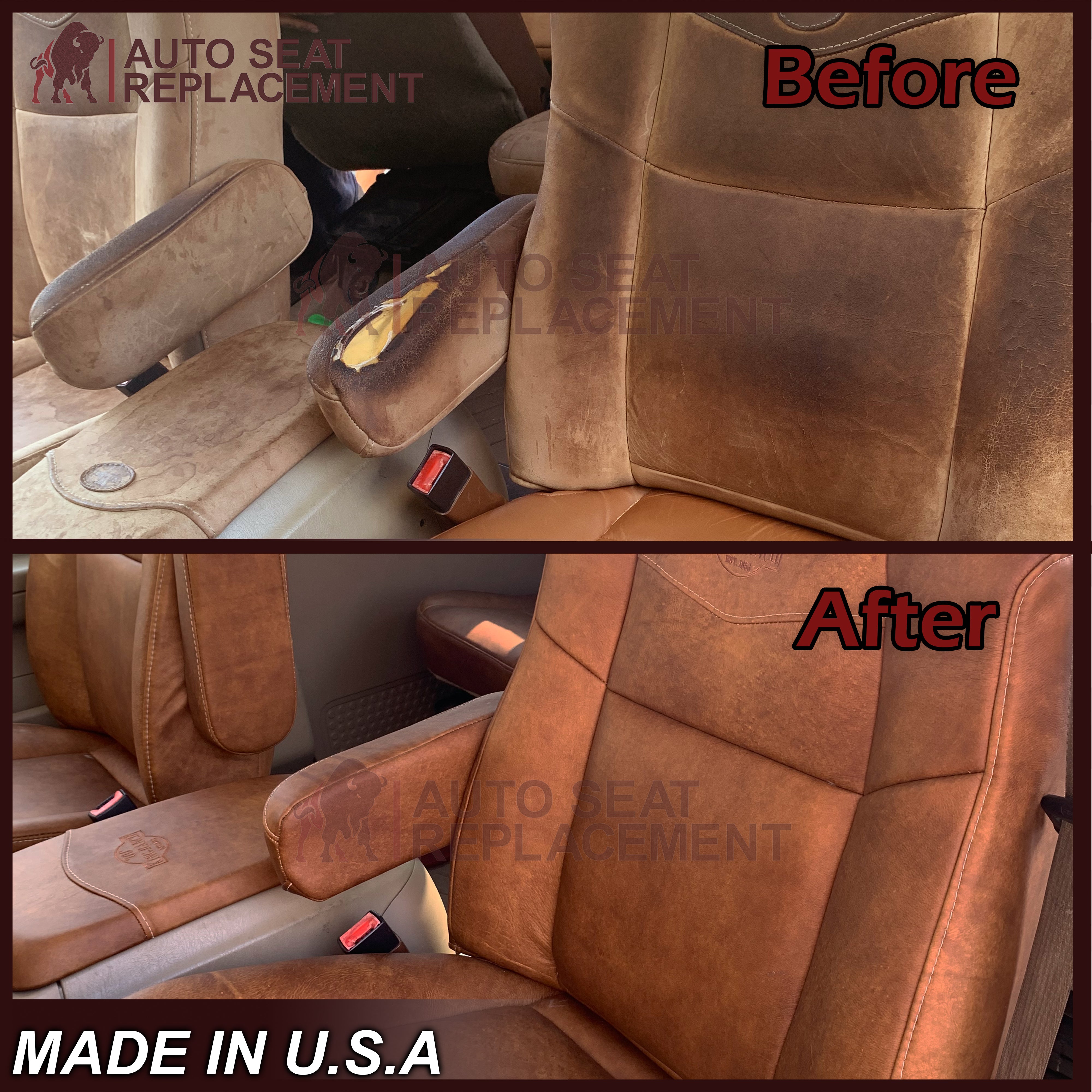2003-2007 Ford F250 King Ranch Super Duty Genuine Leather Seat Covers - Front & Second Row Full Bench - Perfect for Off-Roading & Truck Enthusiasts