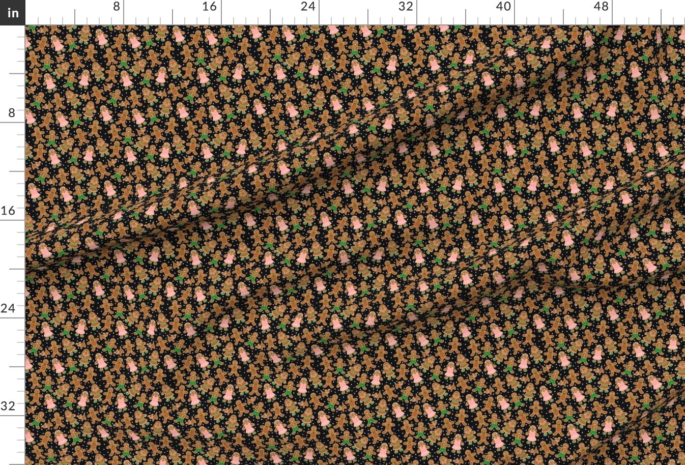 Gingerbread Cookies Christmas Fabric - Black Winter Holiday Print on Velvet Upholstery Material | Fat Quarter for Home Decor, Apparel & DIY Crafts | Perfect for Holiday Pillows, Table Runners & Seasonal Decorations