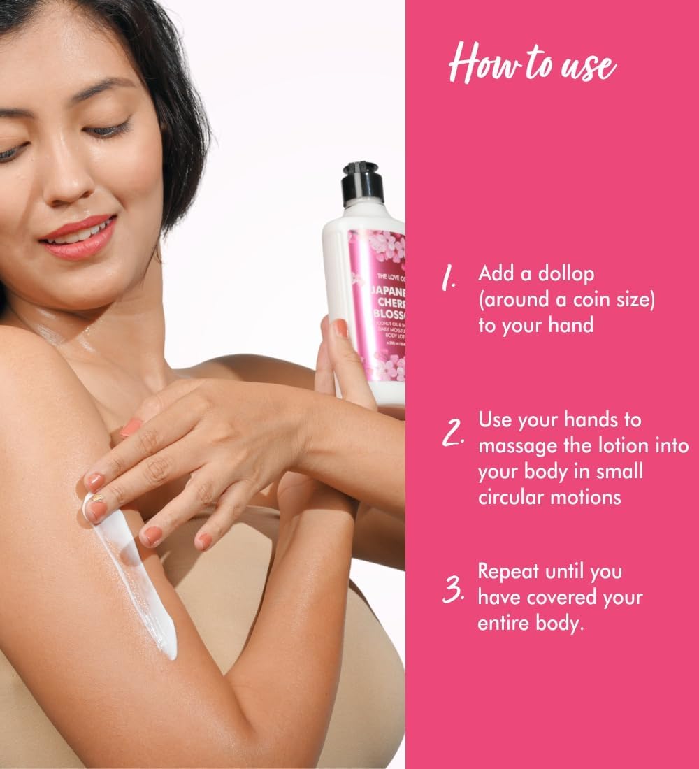 Japanese Cherry Blossom Body Lotion - Hydrating Moisturizer for Dry Skin with Jojoba Oil, Shea Butter & Vitamin E - 8.5 oz Floral Scented Lotion for Women - Perfect for Daily Skincare Routine & Relaxing Spa Nights