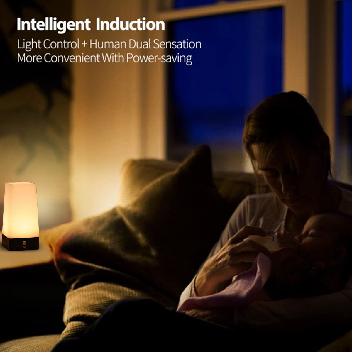 Energy-Saving LED Night Light with Motion Sensor - Battery Powered Mini Bedside Lamp for Bedroom, Living Room & Corridor - Auto On/Off Square Nightlight for Safety & Convenience (Ideal for Kids, Elderly & Nighttime Bathroom Visits)