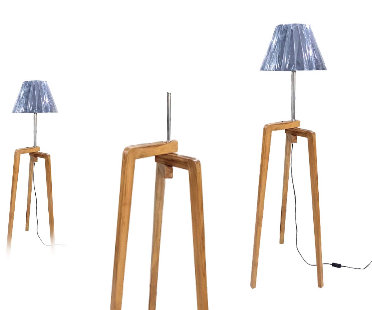 THOR INSTRUMENTS Nautical Retro Designer Natural Teak Tripod Floor Lamp - Vintage Home Decor, Rustic Living Room Lighting, Perfect Gift for Housewarming & Coastal Style Interiors