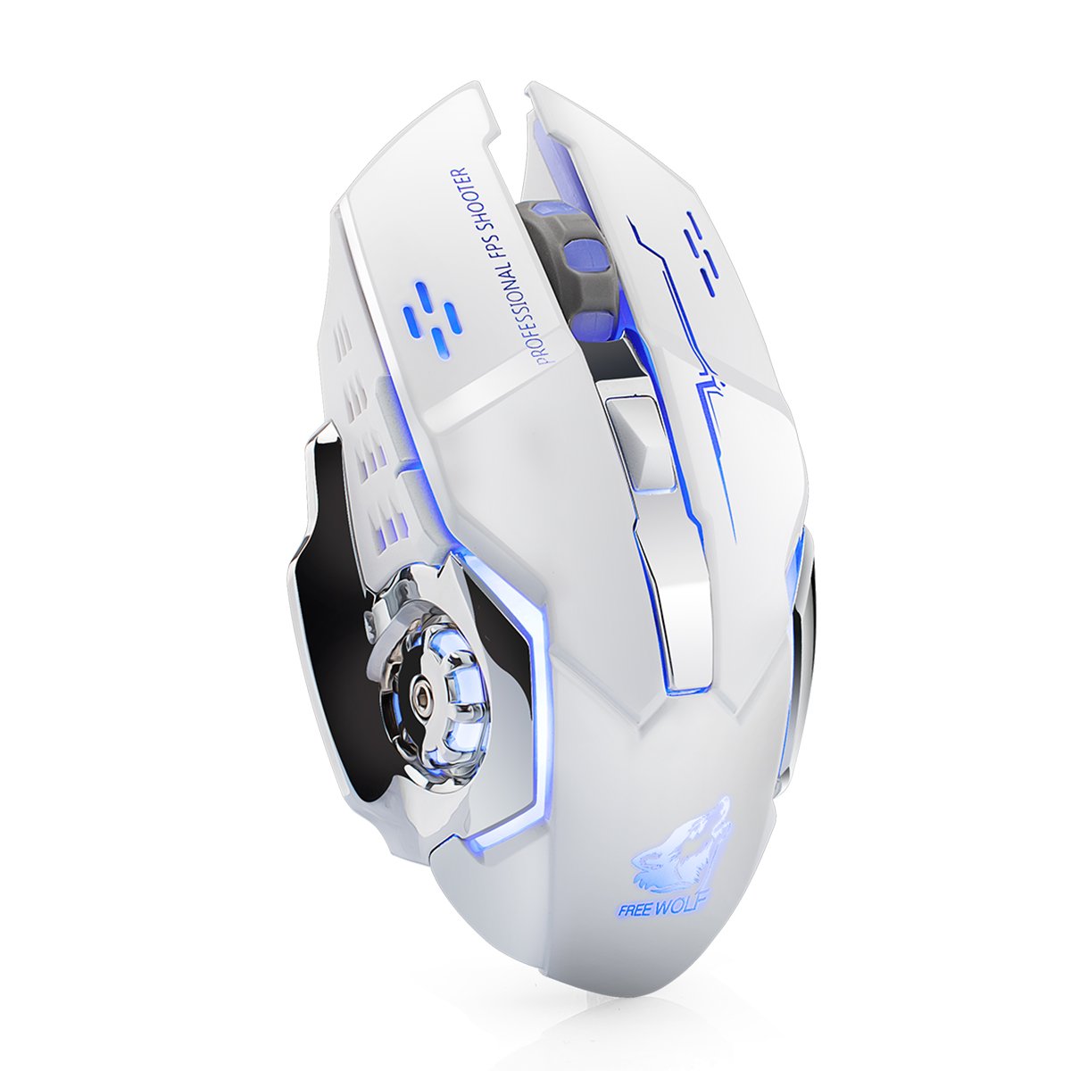 LexonElec Rechargeable Wireless Mouse - 2.4GHz Silent Optical Gaming Mouse with 7-Color LED Backlight, 1800DPI, 6 Buttons, Ergonomic Design for PC & Laptop (White) | Perfect for Office Work, Gaming, and Home Use