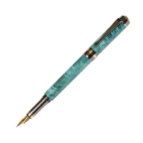 Lanier Pens Elite Fountain Pen - Gun Metal Finish with Turquoise Box Elder Wood - Premium Writing Instrument for Professionals & Collectors - Perfect for Gifts, Signatures & Calligraphy