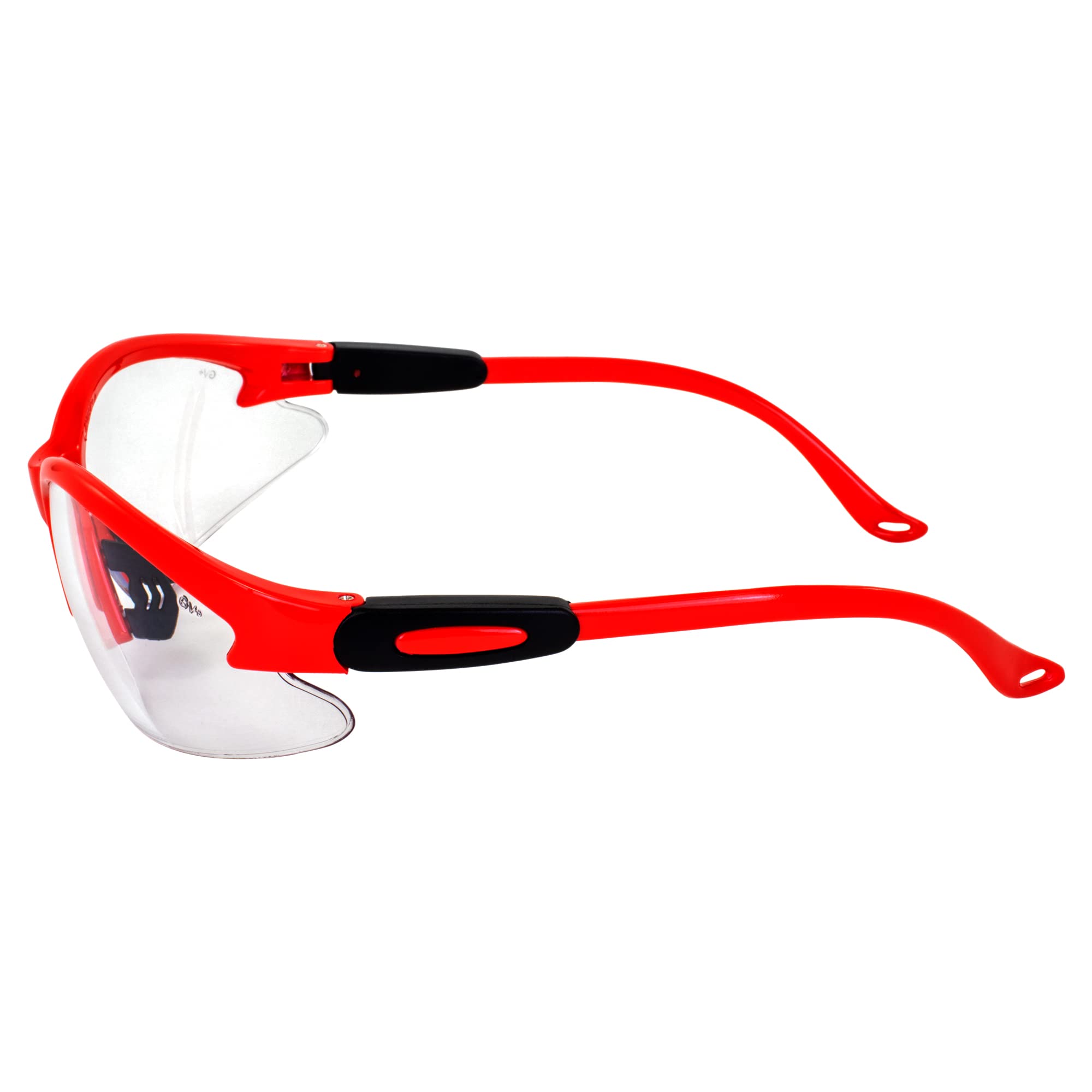 Cougar Safety Glasses for Nurses, Dental & Shooting - Red Frame Clear Lens - Work & Outdoor Protection