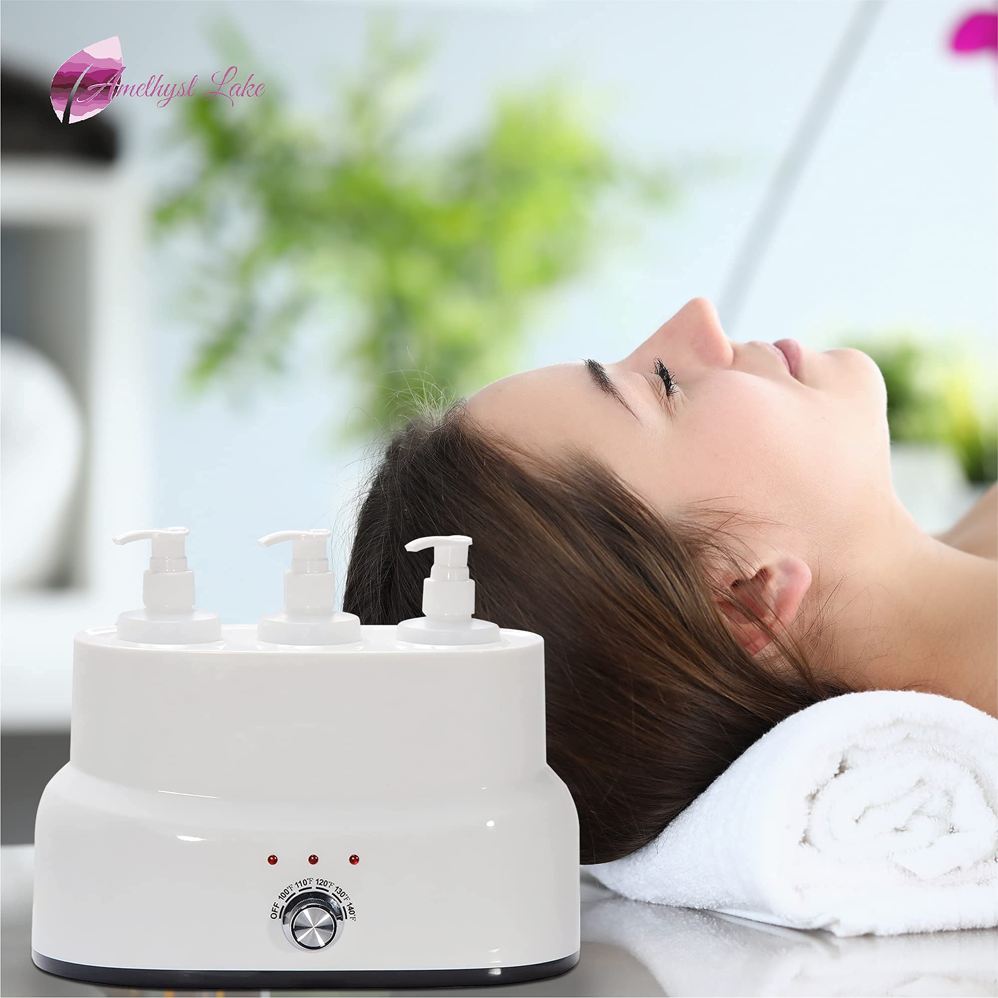 Amethyst Lake Essential Oil Warmer Dispenser - Plug-in Electric Aromatherapy Diffuser with 3 Bottles, Home & Spa Scented Oil Heater for Relaxation, Massage & Stress Relief