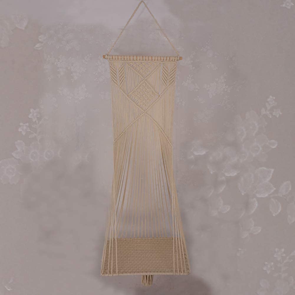 Macrame Cat Hammock Swing Bed - Cotton Rope Hanging Cat House with Tassels, Beige - Cozy Pet Bed for Indoor Cats, Perfect for Lounging & Napping in Living Room or Bedroom