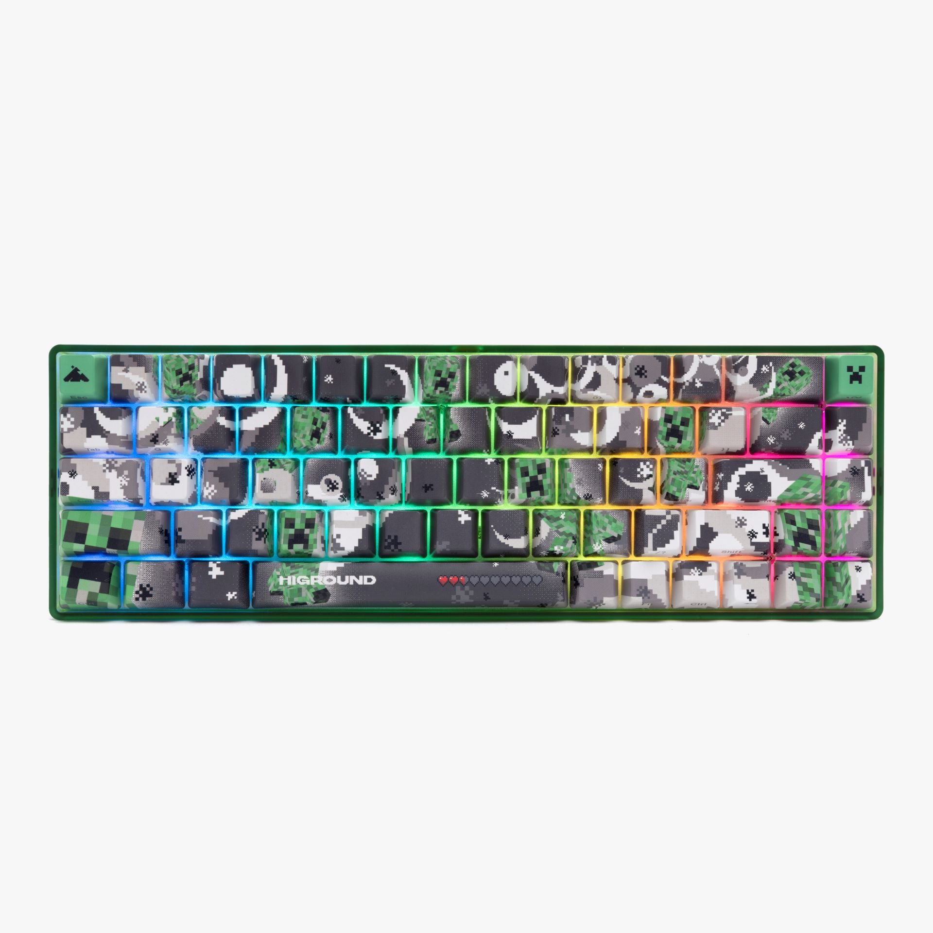 HG x Minecraft Basecamp 65HE Mechanical Gaming Keyboard - Creeper Themed RGB Backlit - Perfect for Gaming & Typing