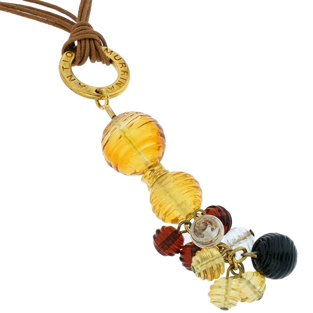 Venetian Murano Glass Teti Necklace in Golden Brown - Handcrafted Italian Jewelry for Women, Gift for Her, Perfect for Weddings & Special Occasions