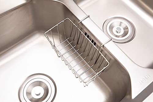 Vbeker Stainless Steel Kitchen Sponge Holder - Rust Proof Sink Organizer with Brush & Soap Dish, Dishwashing Liquid Drainer Rack (7.48x3.54x3.93 Inches) - Perfect for Kitchen Sink Organization & Cleaning Tools Storage