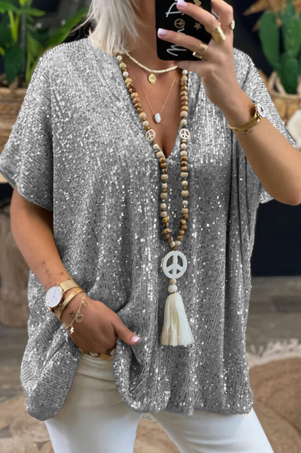 Sparkly Sequin Loose Fit Blouse for Women | Elegant Party Top | Perfect for Night Out, Club Wear & Special Occasions