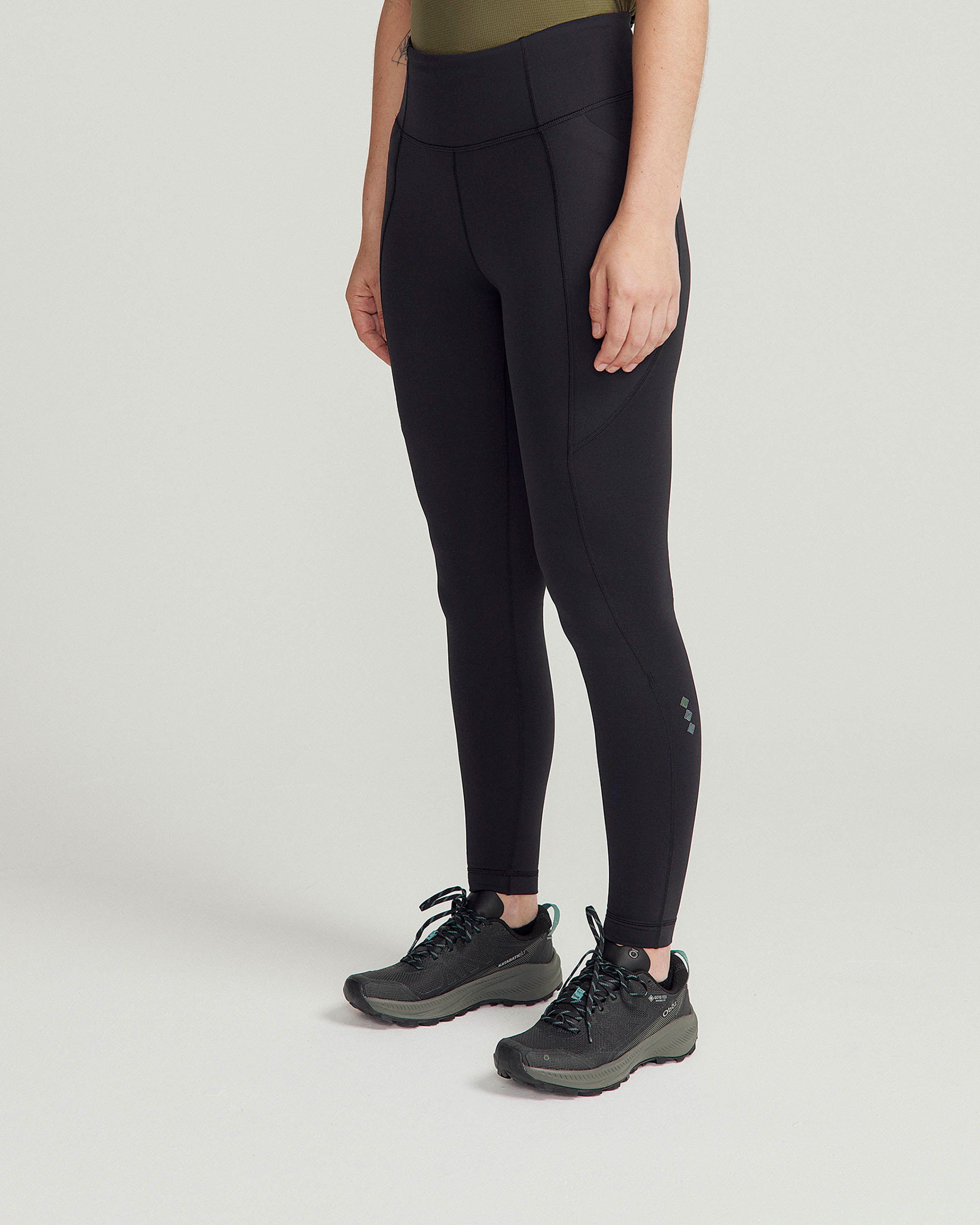 Women's Seeker Winter Leggings - Thermal Fleece Lined, High Waisted, Black Stingray Pattern for Yoga, Running & Cold Weather Activities