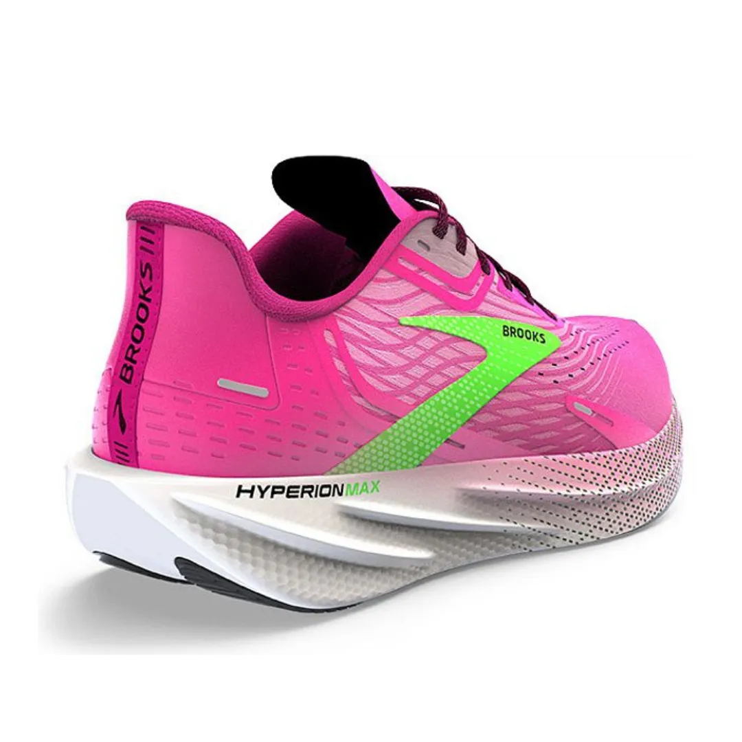 Brooks Women's Hyperion Max Running Shoes - Lightweight & Cushioned for Women, Pink Glo/Green/Black - Perfect for Marathon Training & Daily Jogging