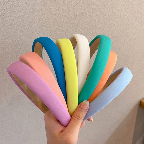 Vintage Knit Headbands for Women & Girls - 3 Pack 1 Inch Solid Sponge Hair Bands, Soft Elastic Hair Accessories (Random Colors) - Perfect for Sports, Yoga, Workouts and Everyday Styling