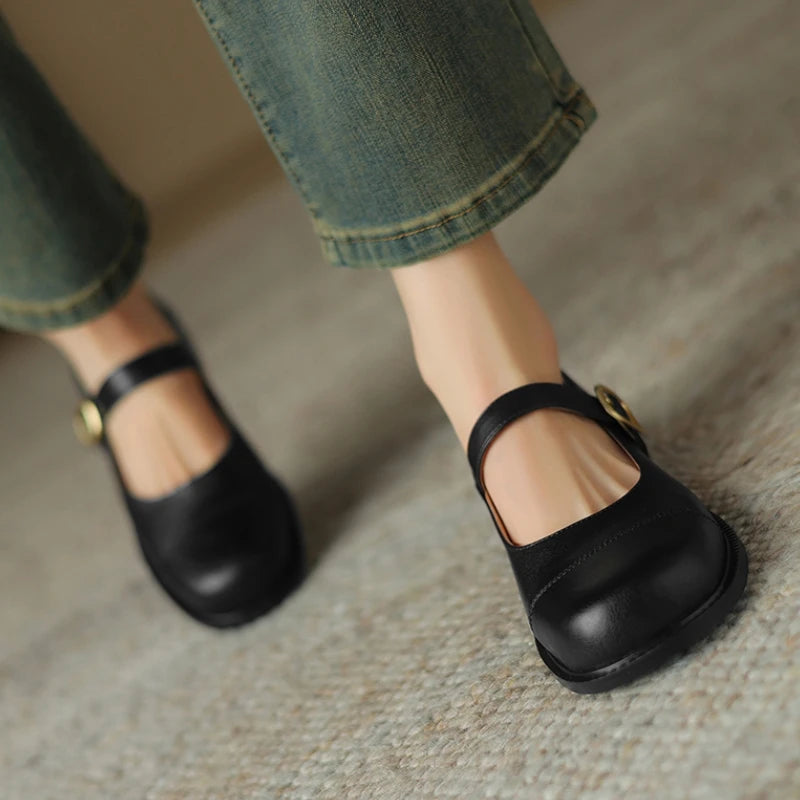 Women's Genuine Leather Loafers - Comfortable Casual Flats for Students & Work | Oxford Style Slip-On Shoes | Extended Sizes 45-48 | Perfect for Office, School & Daily Wear