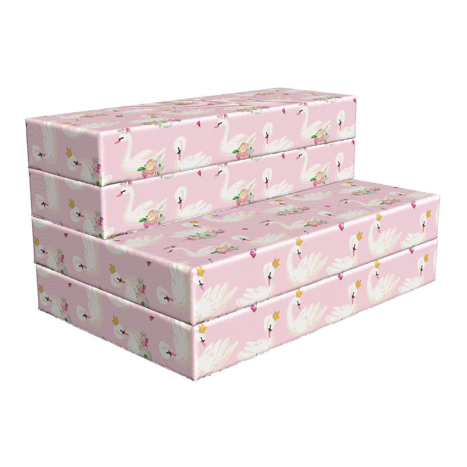 Ambesonne Foldable Mattress with Swans Design - Royalty Animal with Crown - 74.8