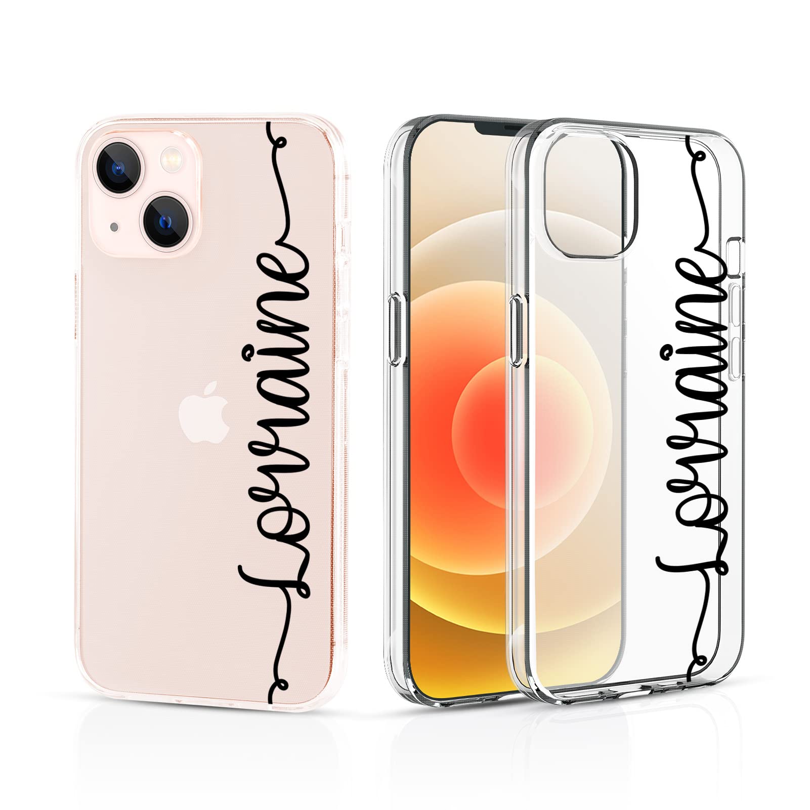 Custom Personalized iPhone 13 Case 6.1-inch (2021) - Clear TPU Soft Rubber Slim Cover with Handwritten Name/Text - Compatible with iPhone 13 6.1