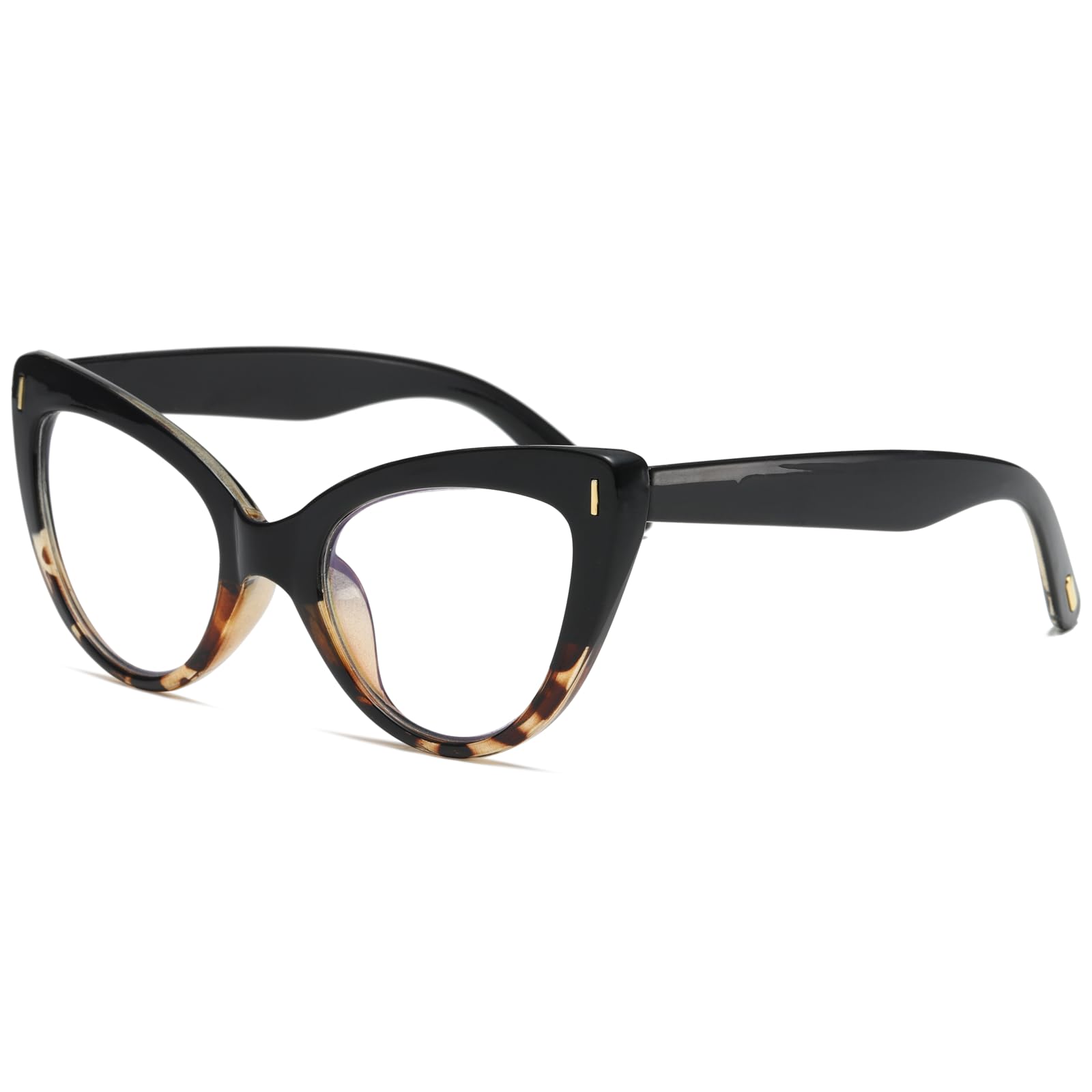 Viseng Women's Oversized Cat-Eye Reading Glasses with Blue Light Blocking - Stylish Computer Glasses for Work & Screen Time (Black/Tortoise +1.0) - Perfect for Office, Reading & Digital Eye Strain Relief