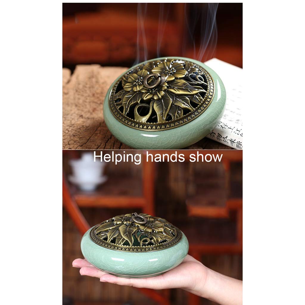 Ceramic Mosquito Coil Holder - Elegant Celadon Incense Burner for Indoor Use | Compatible with 2/4/6 Hour Coils, Tower & Stick Incense | Perfect for Home, Patio & Camping Mosquito Protection