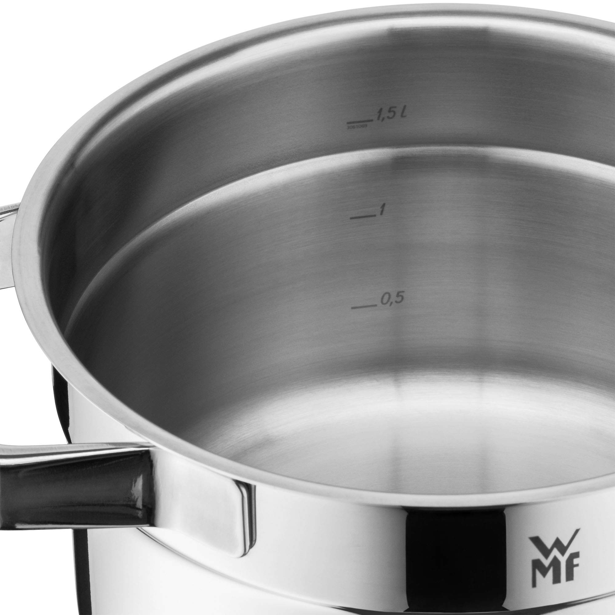 WMF Compact Cuisine 2.5L Stainless Steel Cooking Pot with Glass Lid - 20cm Induction Compatible Stew Pot for Soups, Pasta & Slow Cooking | Stackable & Uncoated Cromargan Design for Modern Kitchens
