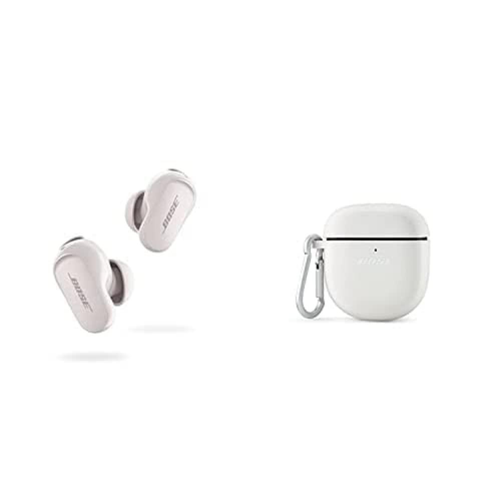 Bose QuietComfort Earbuds II Wireless Noise Cancelling Earbuds - Soapstone Color with Protective Case Cover | Perfect for Travel, Workouts & Daily Commute