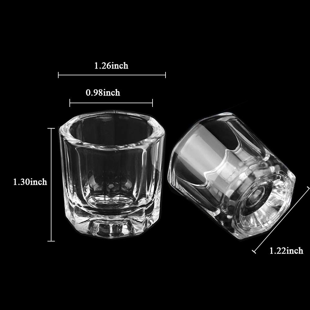 Aruza 2 Pack Glass Nail Dappen Dish - Crystal Nail Art Cup for Acrylic, Gel Polish & Dip Powder - Perfect for DIY Manicure & Professional Salon Use