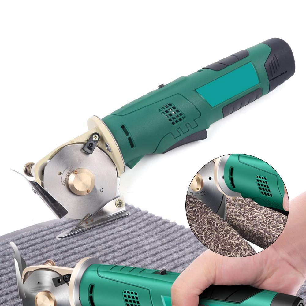 90mm Cordless Electric Rotary Fabric Cutter - Professional Multi-Layer Cloth, Leather, Suede & Paper Cutting Machine with 3.54