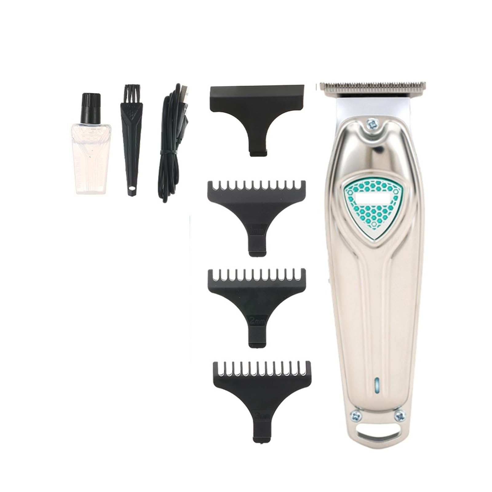 Professional USB Rechargeable Electric Hair Clipper V-911 - Barber Grade Trimmer with 0mm Cutter Head & Oil-Free System - Perfect for Home Haircuts, Beard Trimming & Pet Grooming (Black)